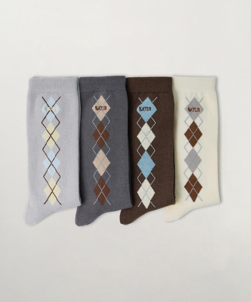 Seteo (W) Argyle Socks Light Grey