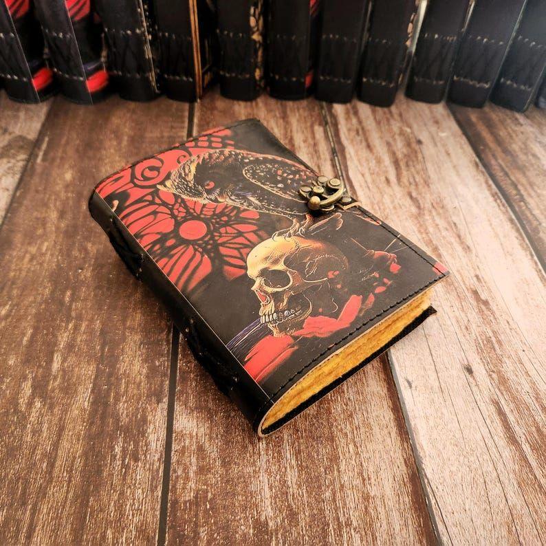 Läderjournal, 200 handgjorda sidor läderskissbok, Läderdagbok, Drömdagbok, Halloweengåva, Handgjord dagbok, Journal, Bröllopspresent.