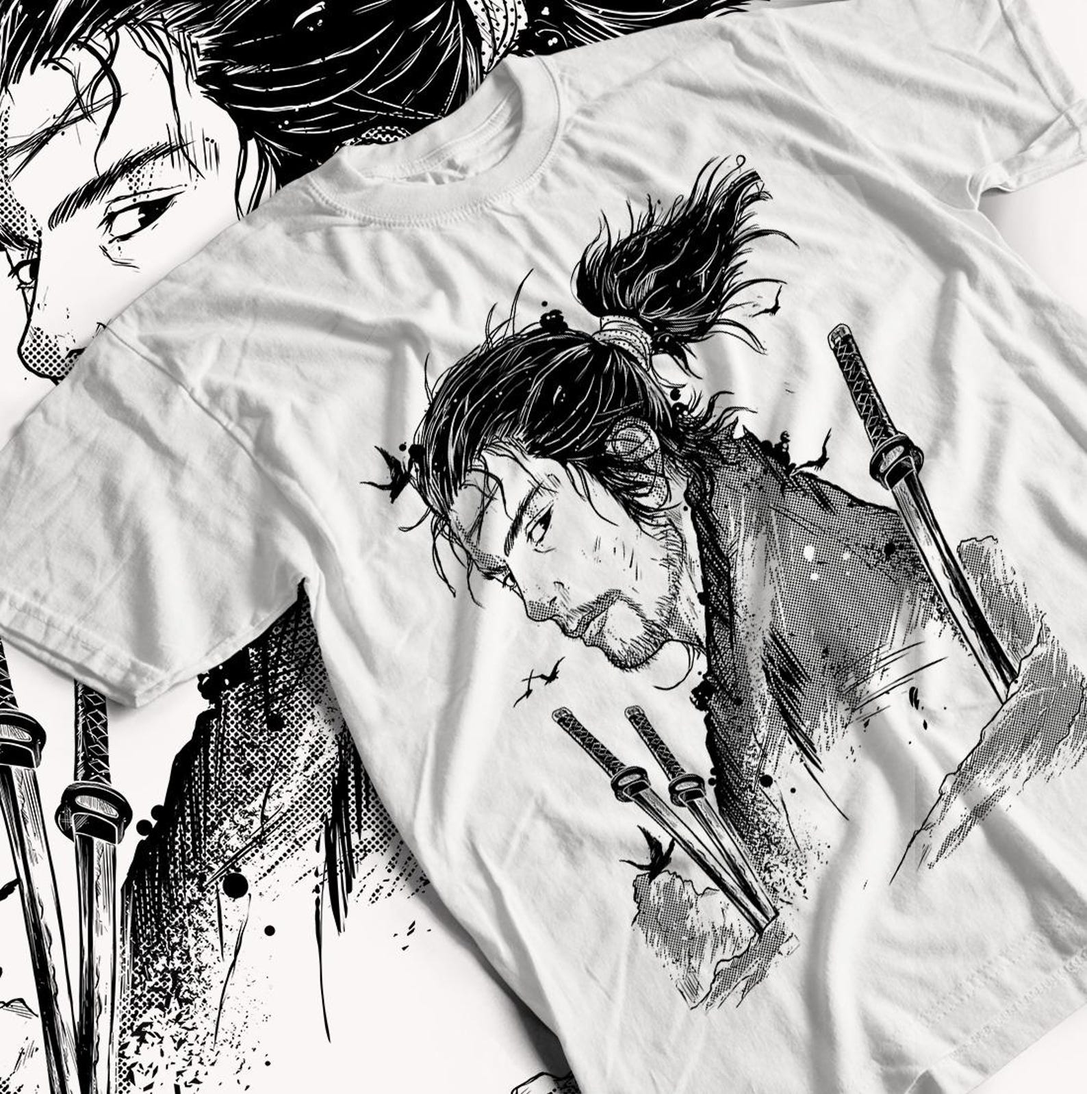 Unisex Vagabond Manga T-Shirt, Miyamoto Musashi Anime Shirt 4XL