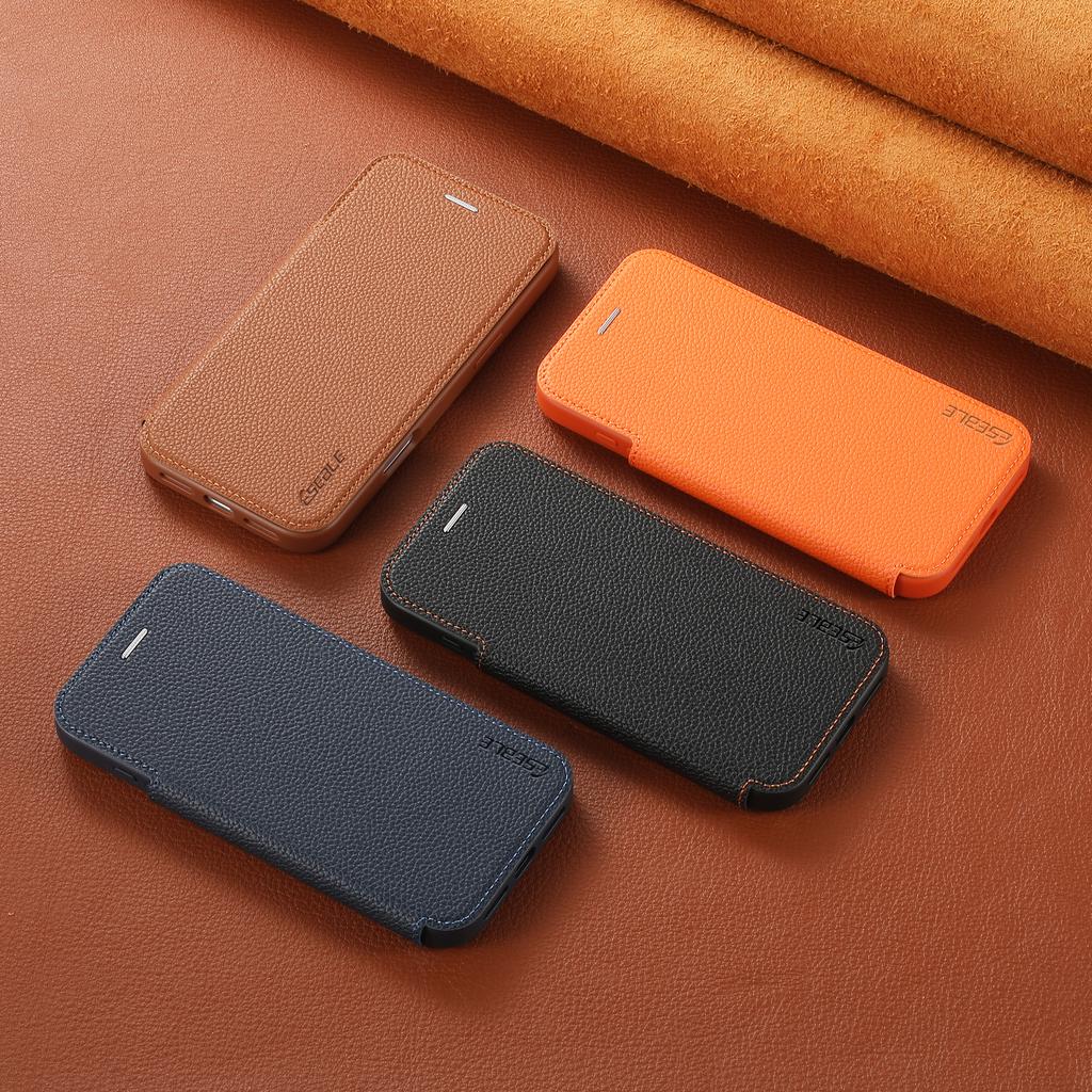 Luxury Business Magnetic Flip Cards Solt Leather Phone Case for iPhone 17 Pro Max 16 15 14 13 Shockproof for Magsafe Slim Cover