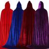 Halloween Adult Kids Pleuche Velvet Cloak Cape Hooded Medieval Costume Witch Wicca Vampire Halloween Cosplay Costume Cape