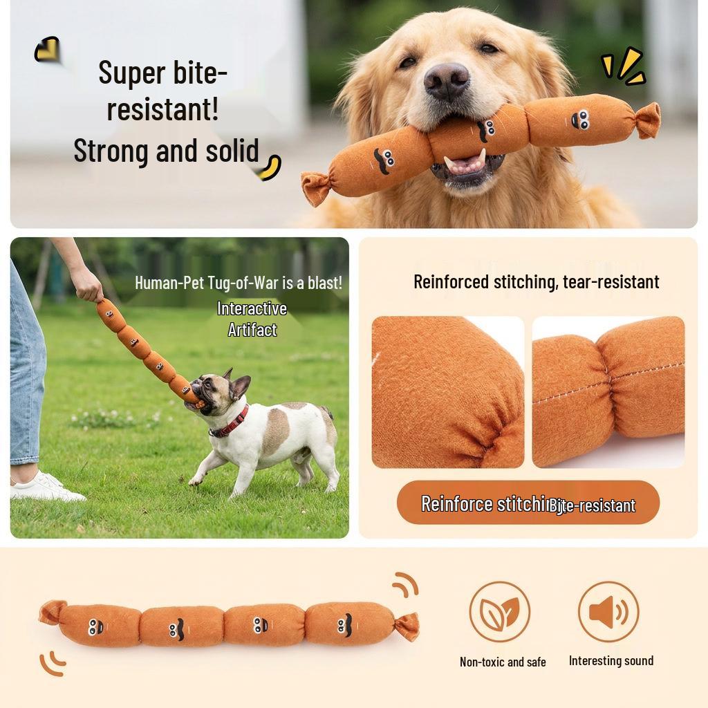 Squeaky Sausage Plush Toy for Small and Medium Dogs - Perfect for Self-Entertainment and Stress Relief