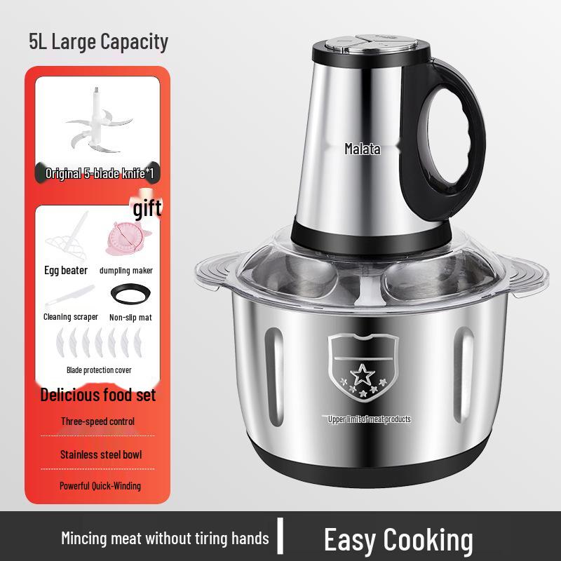 Wanlida 5L Stainless Steel Electric Meat Grinder & Food Processor