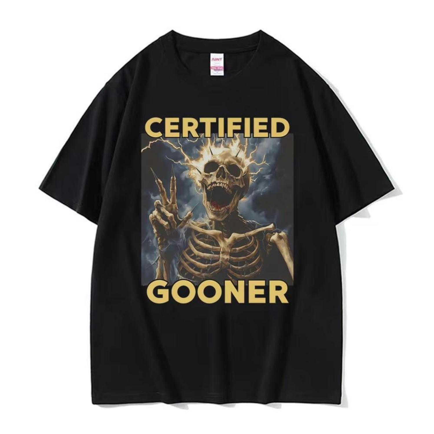 

Funny Certified Gooner Skeleton Meme Graphic T-Shirt Men s Clothing Vintage Gothic Humor Short Sleeve Tshirt 100% Cotton T Shirt XXXXXL