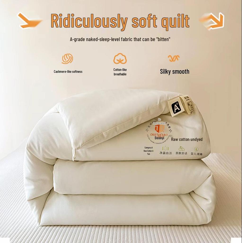 Class A Antibacterial Washed Cotton Quilt: Skin-Friendly, Warm, Thickened Fiber Quilt for Spring & Autumn
