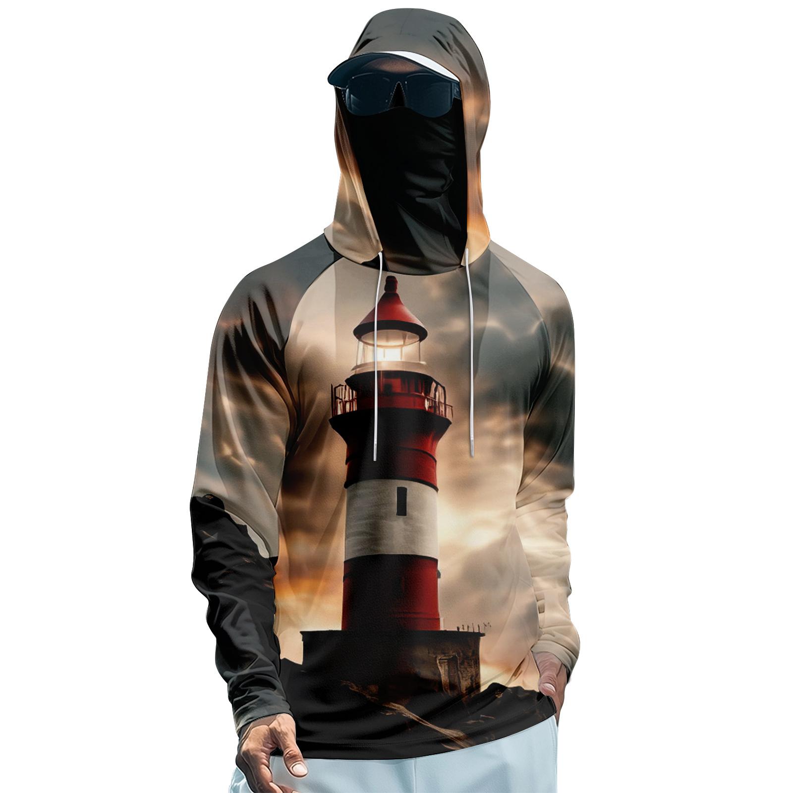 

Мужская худи реглан для рыбалки - UPF 50+ УФ-защита, длинный рукав, солнцезащитная рубашка с сетчатым козырьком XL золотой