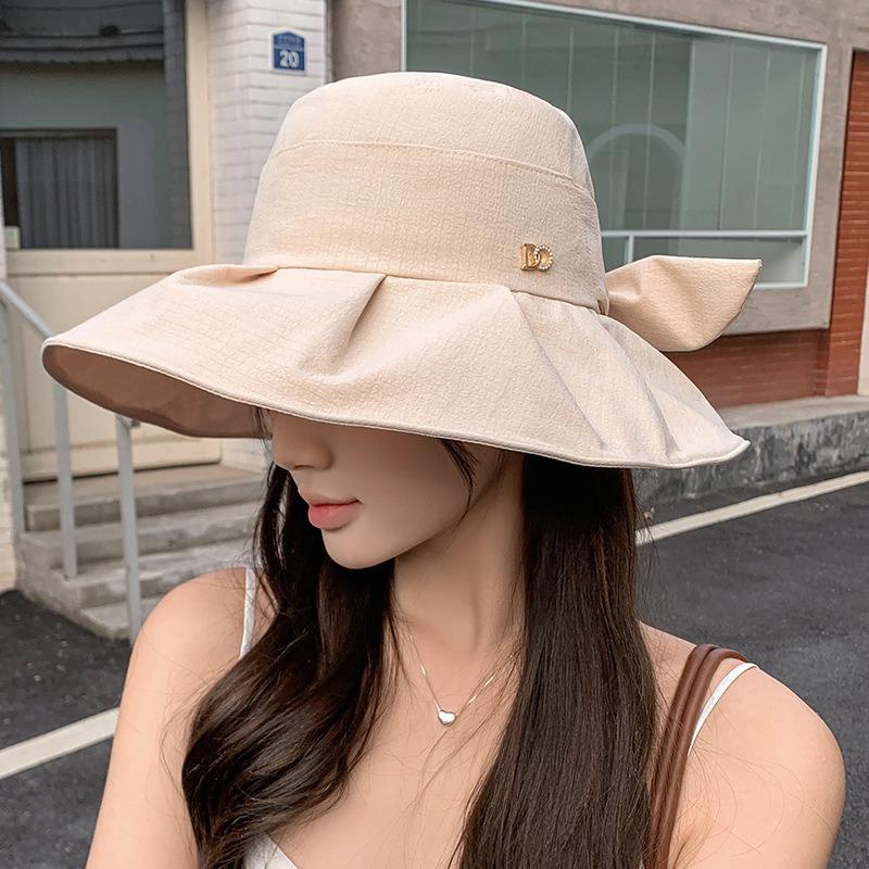Bucket hat women's new fashion face covering sunscreen basin hat spring and summer outdoor eaves UV protection versatile sun hat