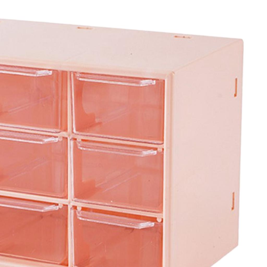 Desktop Storage Box Dust Proof Plastic Multi Purpose with 9 Drawers Desk Stationery Organizer for