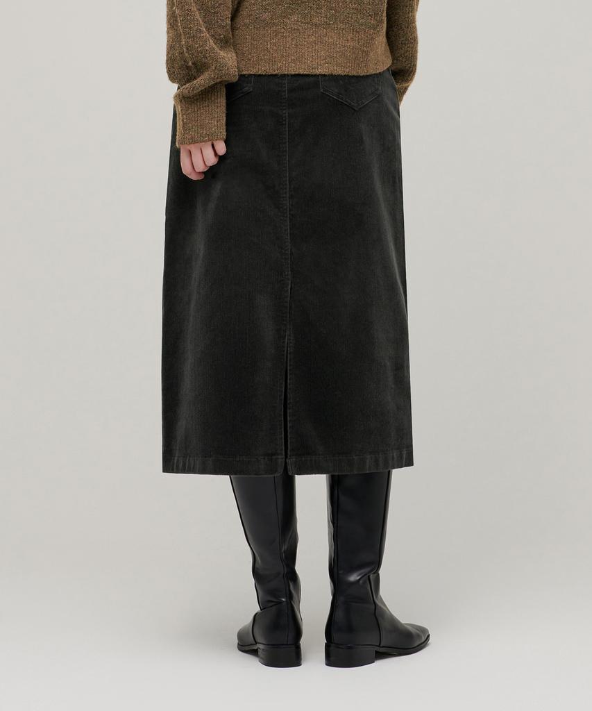 Musinsa Standard Woman Women'S Corduroy Midi Skirt [Dark Gray]