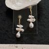 Natural freshwater baroque freshwater pearl earrings high-end sense niche light luxury S925 silver needle stud earrings unique