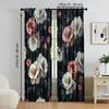 2 pcs   versatile polyester transparent curtains for home decoration Dark Rose Floral Peel for use in bedrooms and living rooms