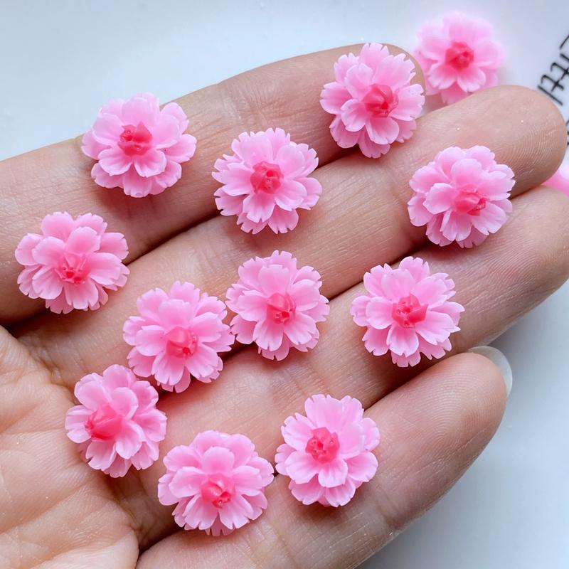 

60Pcs New 12mm Cute Mini Flower Flat Back Resin Cabochons Scrapbooking DIY Jewelry Craft Decoration Accessorie
