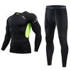 Men's Fleece-Lined Breathable Fitness Set: Warm Base Layer Tights & Long Sleeve Shirt for Running/Basketball