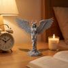 White Horned Angel 3D Print Statue Hand Carved Wings Art Piece for Home Office Thanksgiving Gift