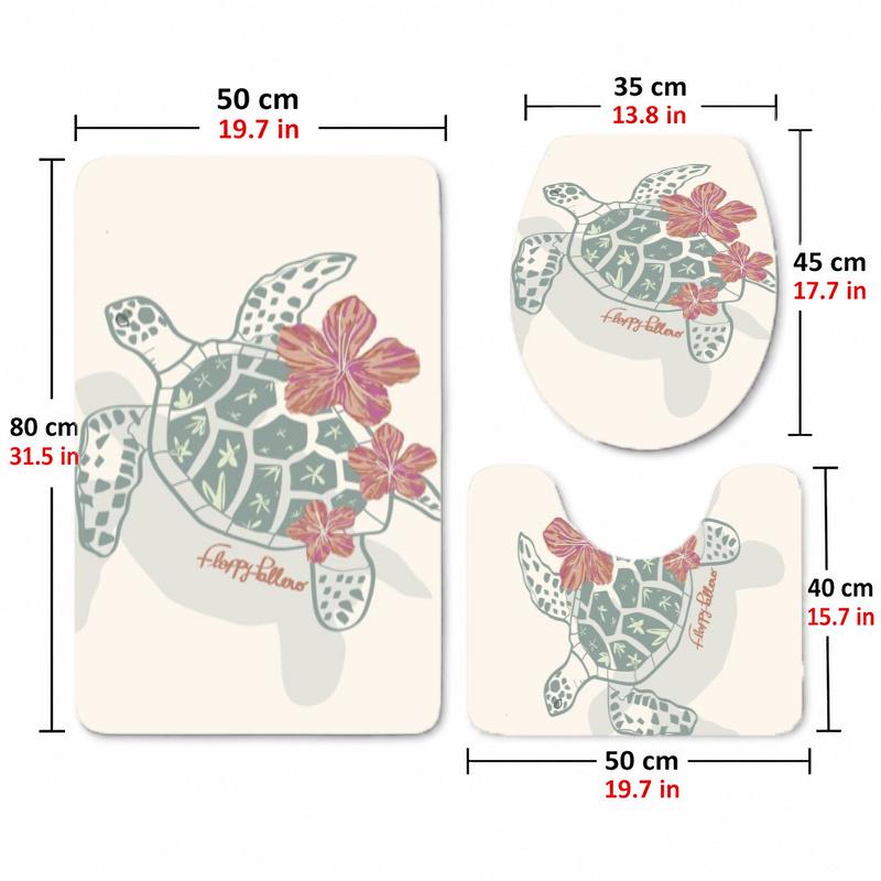 Summer Holiday (63) Flannel Toilet 3 Piece Set Soft Bathroom Toilet Seat Cover Non-Slip Bath Rug Home Bathroom Decor
