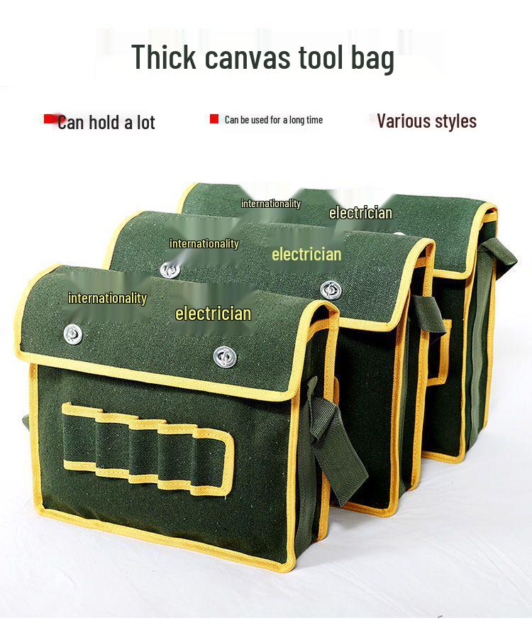 Durable Multi-Size Canvas Tool Bag for Electricians, Carpenters, and Tilers - Multi-Functional Storage Pouch