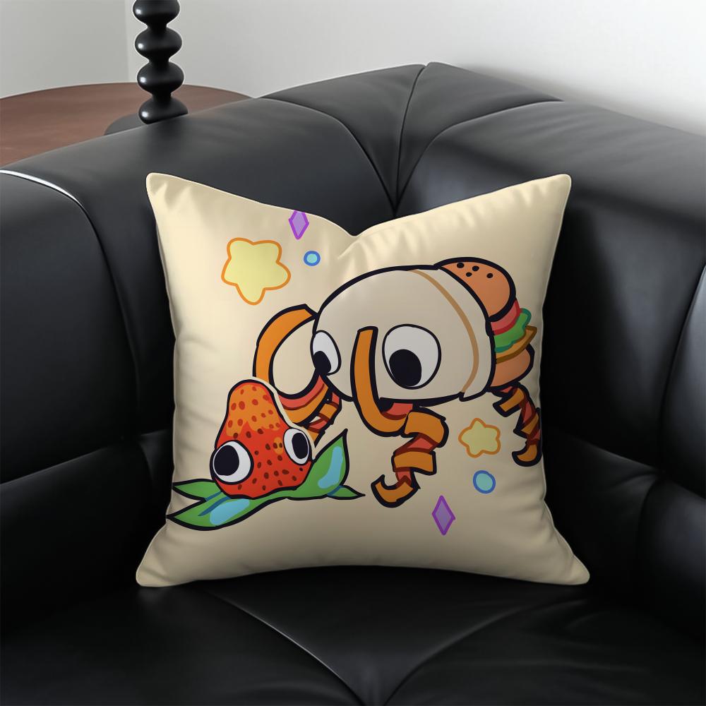 Cute Healing B-Bugsnax Game Cushion Cover Pillow Case Anti-Dustmite Invisible Zipper Silky Plush Cushion