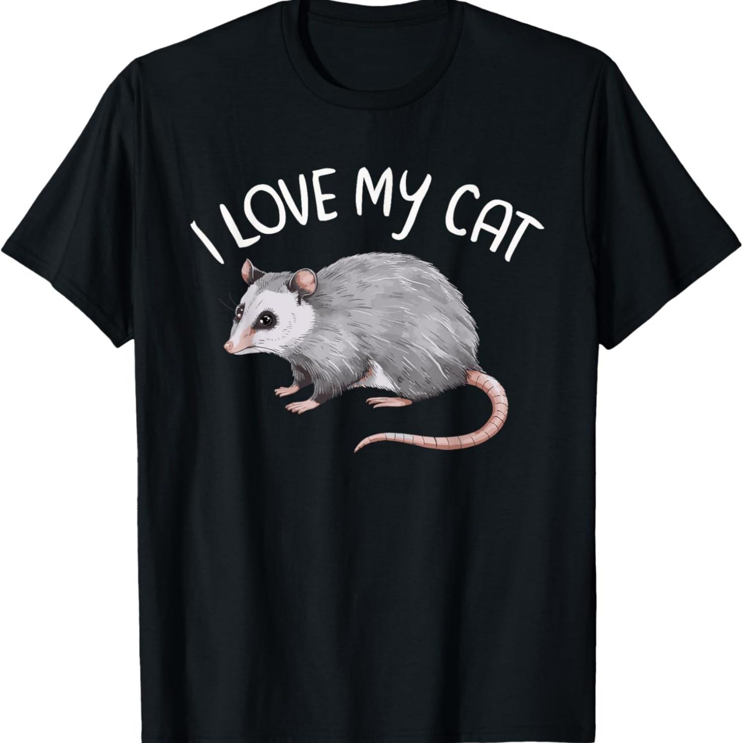 

I Love My Cat Opossum T-Shirt for Men Women Girls Kids S чёрный
