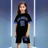 Unisex Kids' Sport Set with Letter Print, Short Sleeve Top and Pants, Round Neck Casual Outfit