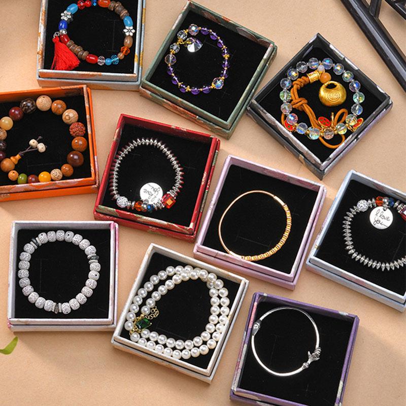 1Pc Rectangle Practical Cardboard Gift Printed Antique Style Packaging Box Hair Accessory Box Jewelry Box