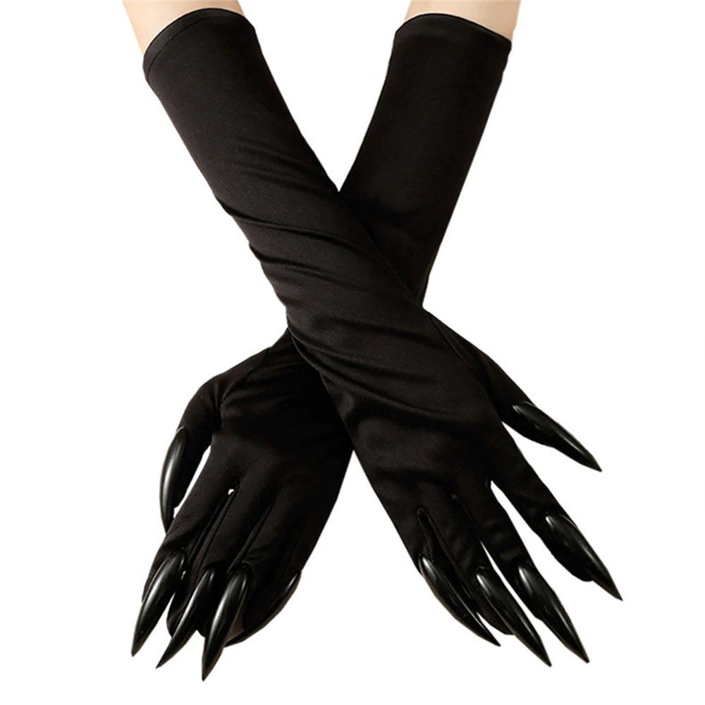 1 Pair Horror Black Devil's Ghost Claws Gloves Halloween Cosplay Costume Makeup Scary Claw Long Nail Gloves