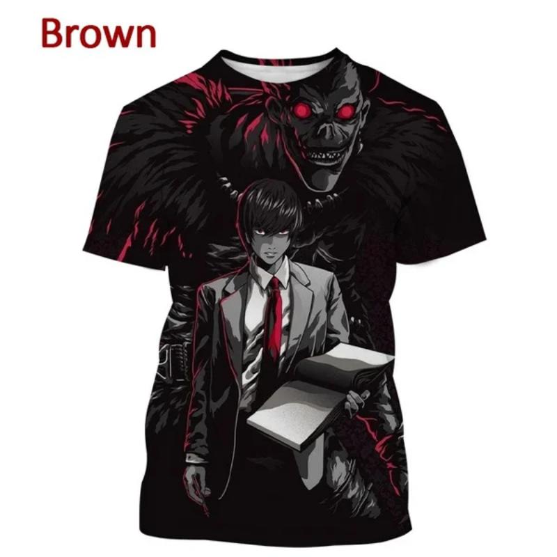

Летняя японская аниме-футболка с принтом Death Note 3D для мужчин, модная популярная повседневная уличная одежда с коротким рукавом Y2K Top 6XL