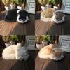 Animal Plush Cat Model With Faux Fur For Home Decor And Photography Props