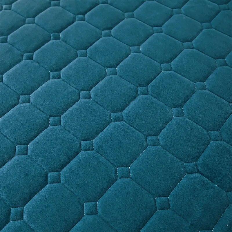 Thick Velvet Bedspread and Pillowcase Queen King Double Coverlet Quilted Soft Bed Sheet Embroidery Ruffle Skirt