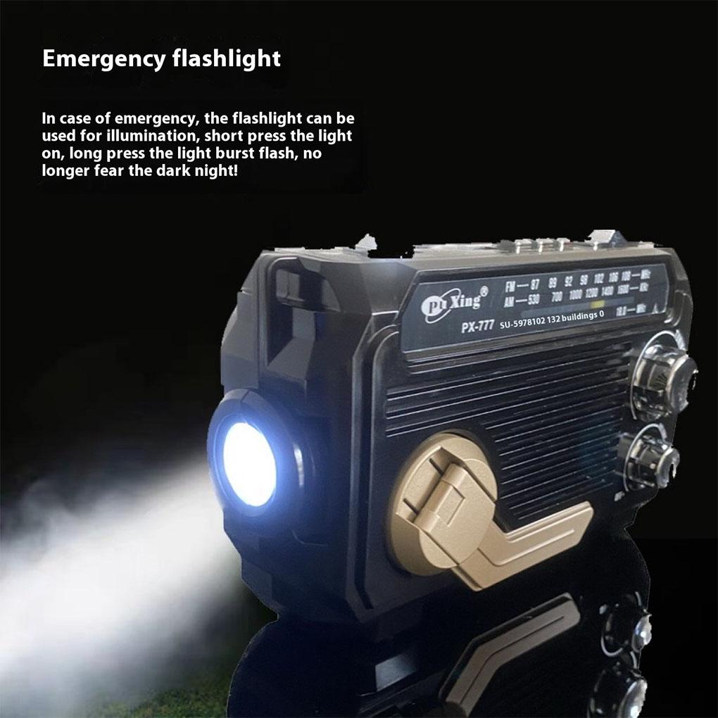 FM AM SW Radio Solar Charging Emergency Radios Receiver Hand Crank Bluetooth 5.2 Support TF USB Random Colors