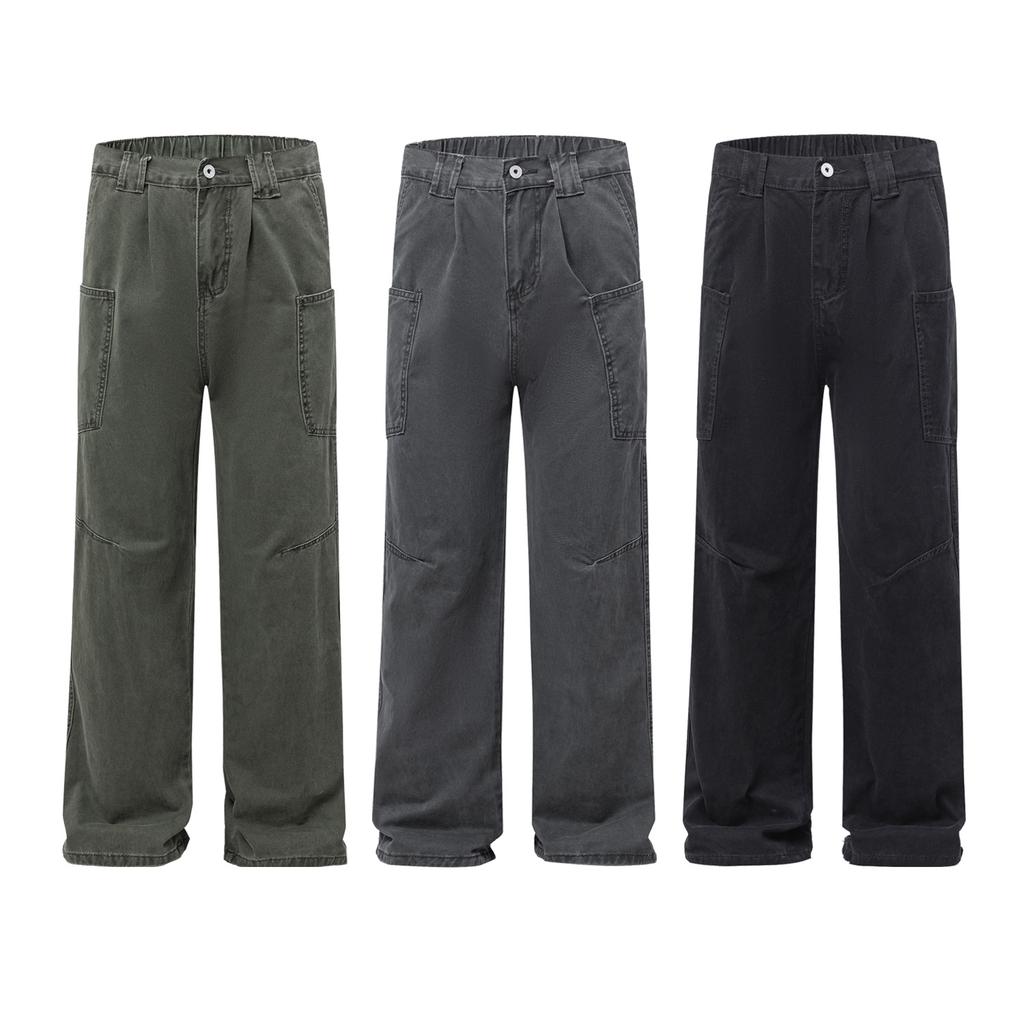 Street Gray Tooling Casual Pants Men's Straight Long Pants