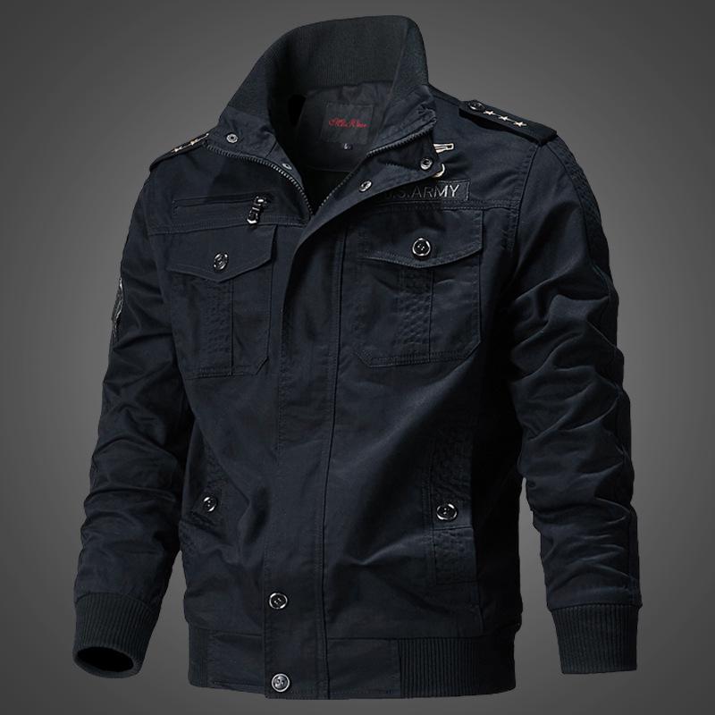 Men's Spring and Autumn Jacket Jacket Washed Cotton Military Jacket
