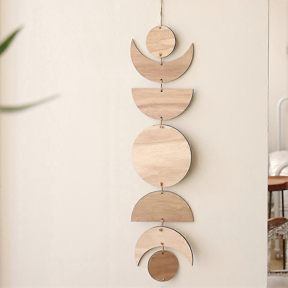 Wall Hanging Ornament Wooden Sun Moon for Home Decor Rustic Pendant