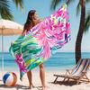 Vibrant Leaf Flower Microfiber Beach Towel 2D Flat Printed Waterproof Sandproof Travel Bath Towel For Seaside Holiday