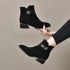 Women's Ankle Boots Fashion Pointed Medium Heel Women's Boots Suede Casual Ankle Boots Thick Heeled Platform Booties Botas Mujer