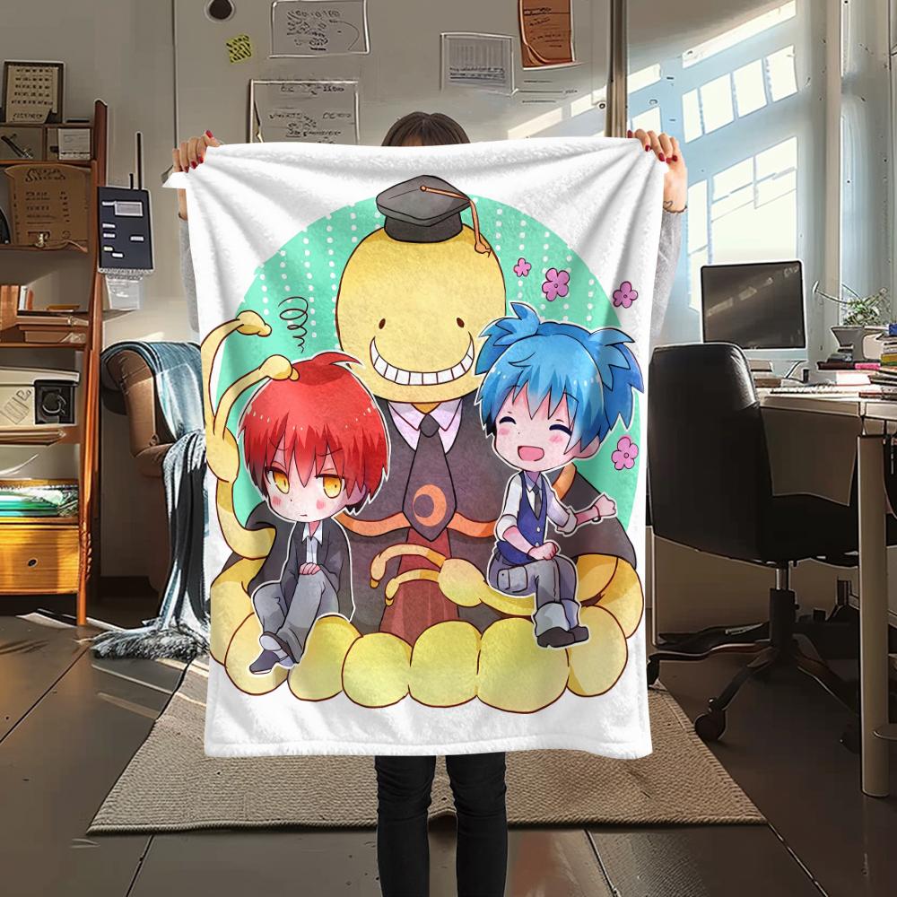 1 STuks Assassination Classroom Print Flanellen Deken, Hoge Kwaliteit Alle Seizoenen, Woondecoratie, Warmte en Comfort, Perfect voor Kerstcadeaus