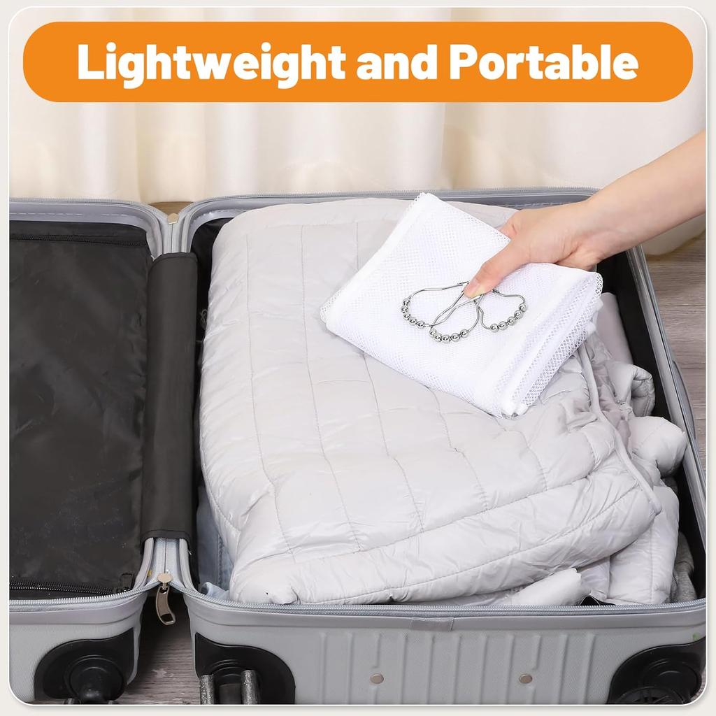 2 Pack Mesh Shower Hanging Caddy, 7 Pockets Hanging Shower Organizer with Metal Loop, Portable Bathroom Bag for Shampoo, Body Wash, Soap, and Cruise