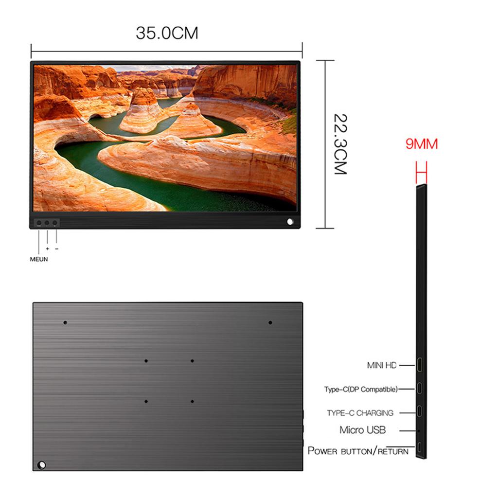 15.6-Inch Portable Monitor 1080P IPS Screen External Display Extended Monitor Compatible with