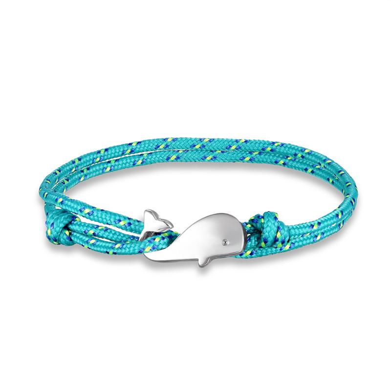 Beach Vacation Tiny Whale Tail Bracelet Couple Men Women 550 Paracord Jewelry Wrap Metal Hooks Summer