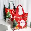 1pc Christmas Santa Claus Canvas Tote Bag Reusable Xmas Handbag Lovely Red New Year Gift Party Supply