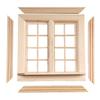 Dekorativ ensfarge Praktisk 16 rutenett 1/12 uferdig miniatyrmøbelmodellvindu i tre