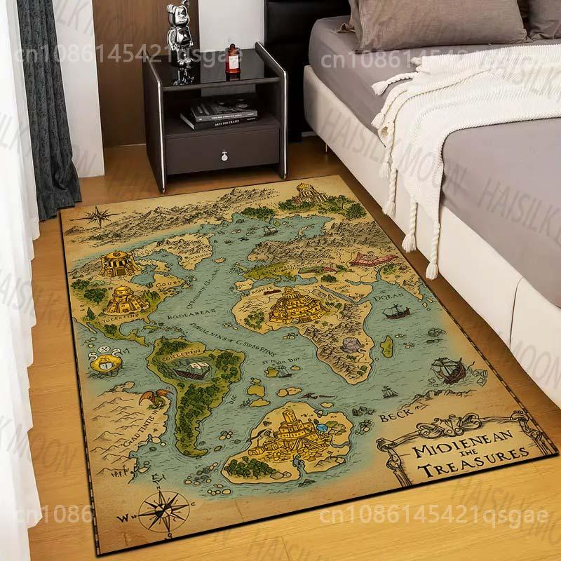 

1PC Legendary Treasure Map Carpet for Living Room Bedroom Sofa Home Decor Non-slip Floor Mat Modern Rugs Luxury Gifts 40x60cm