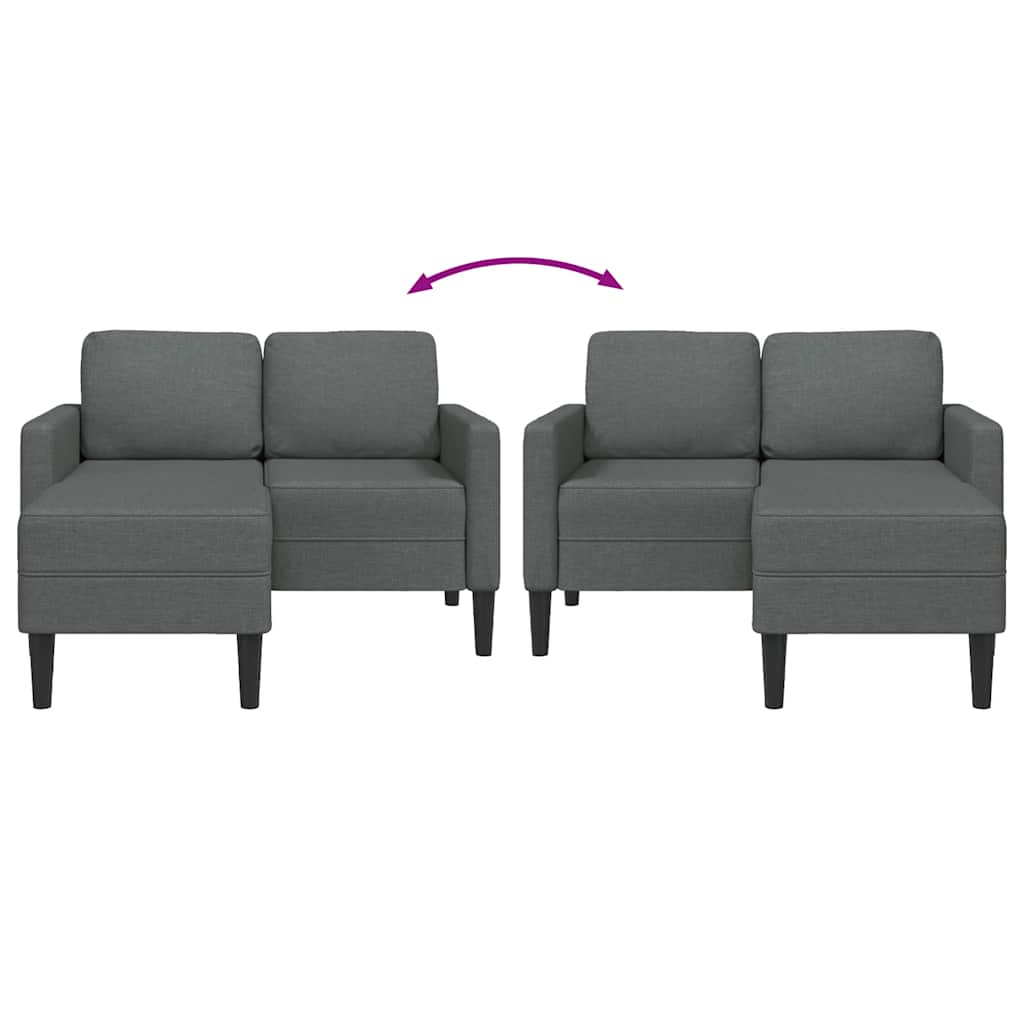 2 Seater L Shaped Sofa with Chaise Longue Dark Gray 125 Cm Fabric