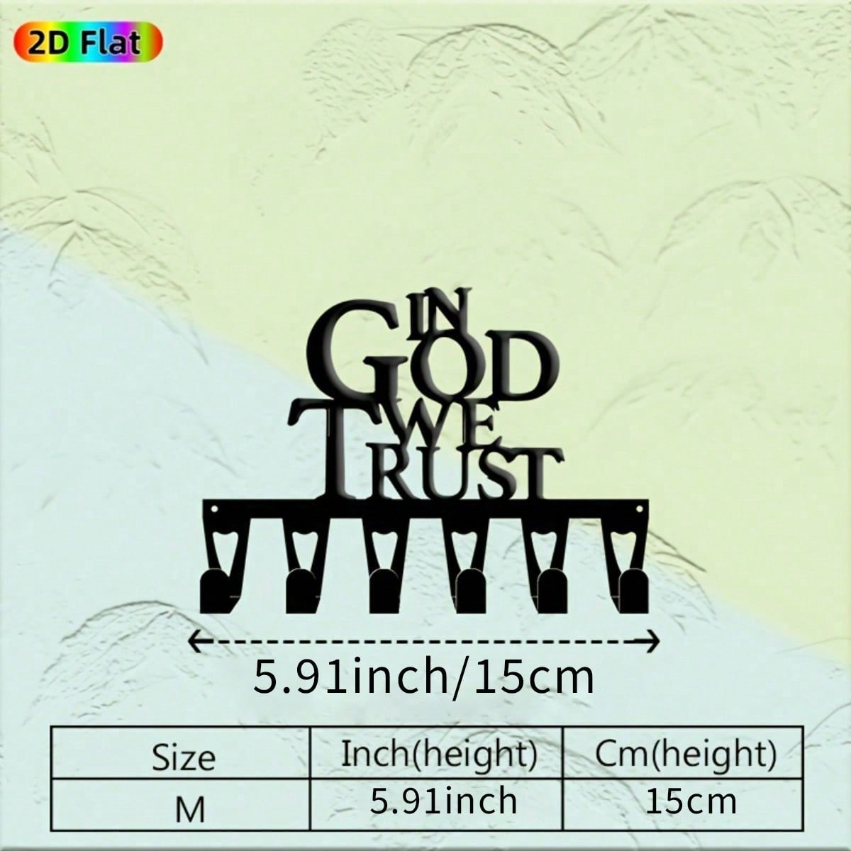 

God Bless You Iron Wall Hook Key Holder, 6 Hanger Durable Coat Rack for Home Decor 11x15