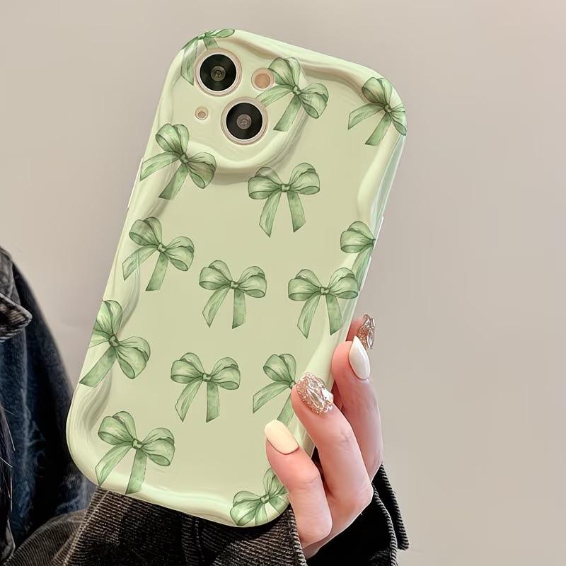 Green Bow Watercolor Pattern Phone Case for Samsung Galaxy S26 S25 S24 S23 S22 Ultra Plus FE A16 A17 A37 A36 A57 A56 A55 Cover