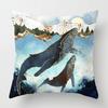 Nordic Mountains Sunrise Whale Metal Painting Pillowcase Sofa Decoration Cushion Cover  Home Decoration Cushion Cover