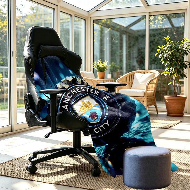 Manchester City FC Print Blanket - Soft & Comfortable, for Bedroom, Travel, Sofa, Home Decoration - Birthday Christmas Gift for Friend