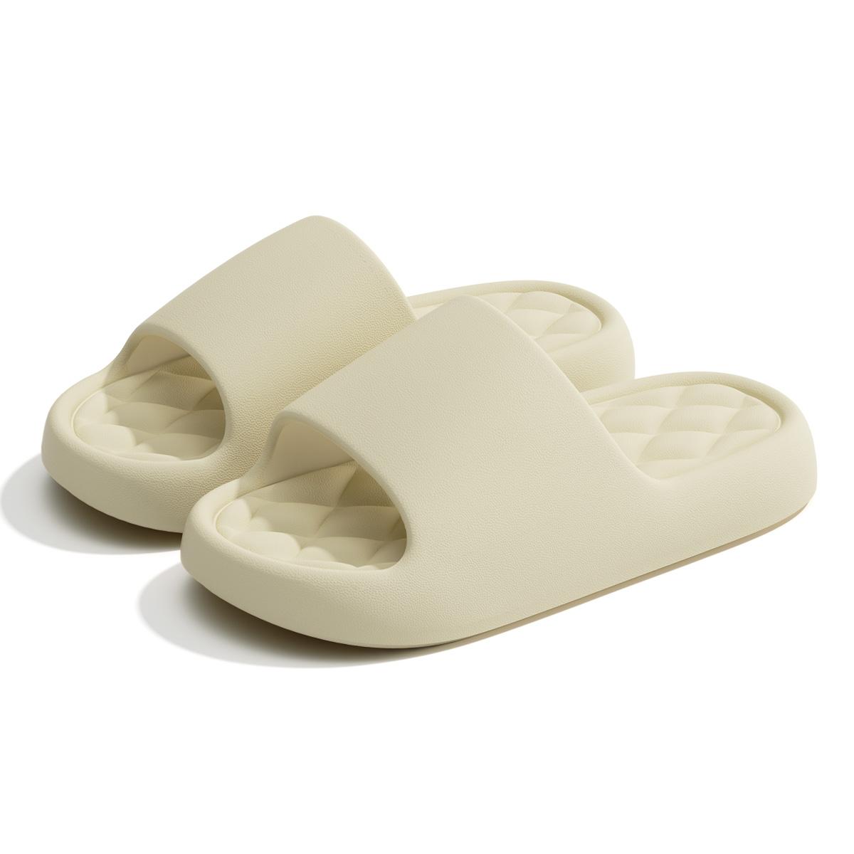 

Thick Bottom Women Home Slippers EVA Casual Slides Comfortable Non-slip Men Slippers 44-45 бежевий