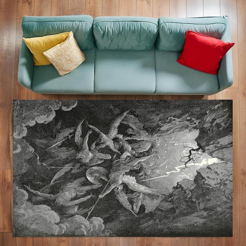 

Готический ковер Пасть Ада - Дизайн Ад Данте и Потерянный рай , Искусство Ренессанса, Декор в стиле темной академии 60*90cm