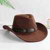 1pc Women Belt Decor Boho Cowgirl Hat Cowboy Hat Fedora Hat Jazz Panama Hat Soft Felt Hat for Daily Use