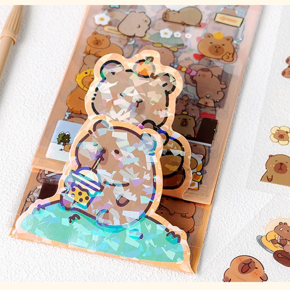 6Pcs/bag Cartoon Capybara Handbook Stickers Stationery Cartoon Decorative Stickers
